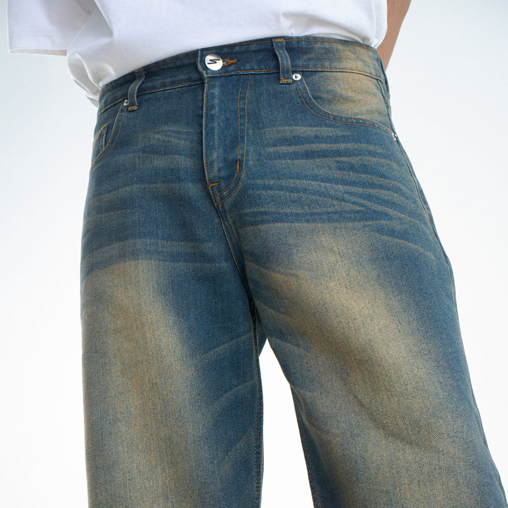 Yojuz Baggy Wash - Dusty Blue - Celana Jeans