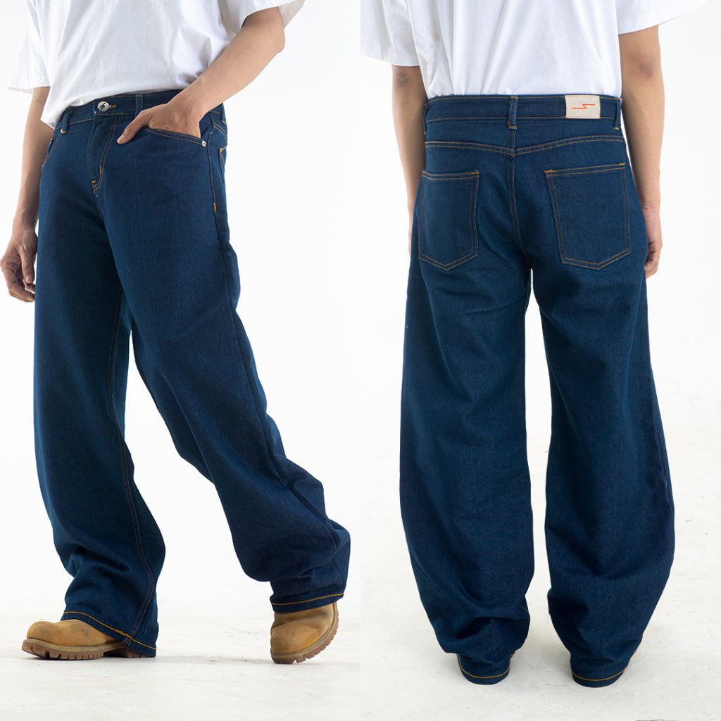 Yojuz Baggy Basic - Authentic Blue - Celana Jeans