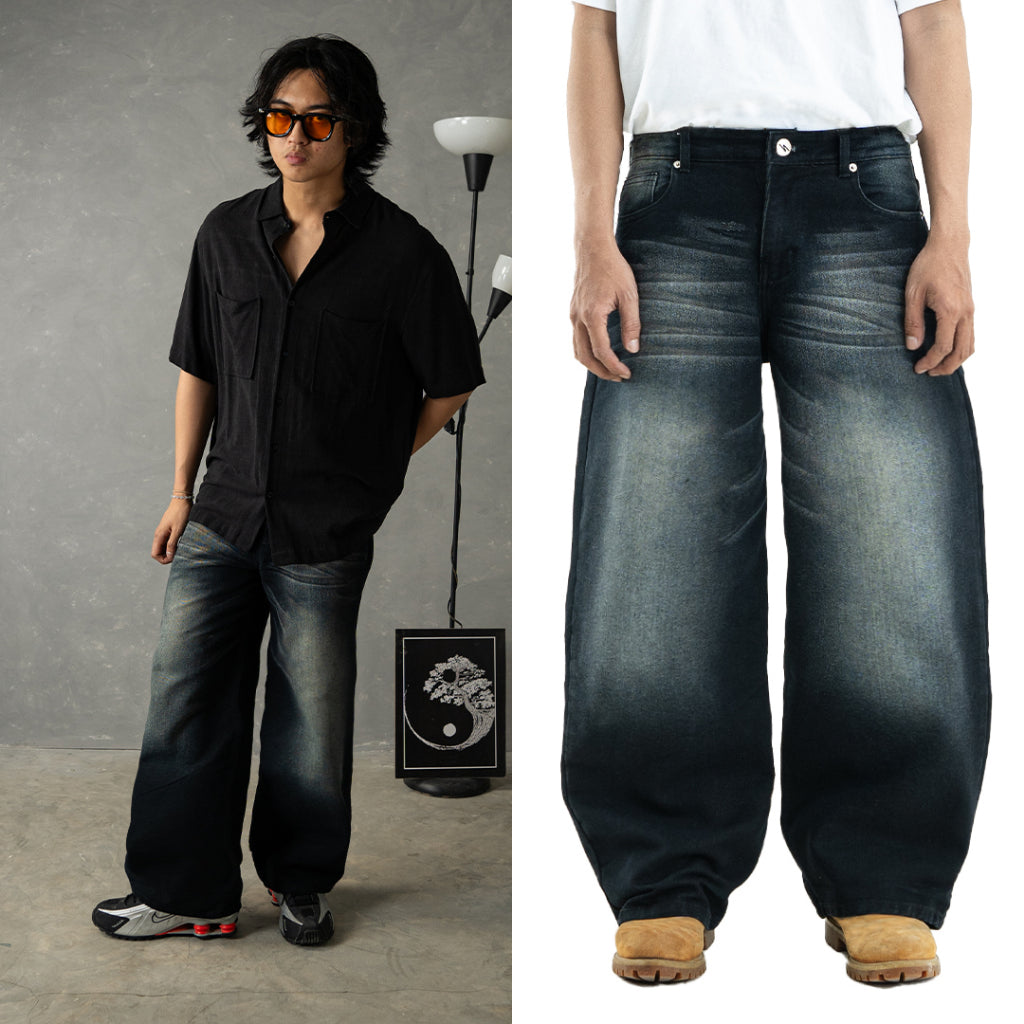 Yojuz Baggy Wash - Shadow Stone Grey - Celana Jeans