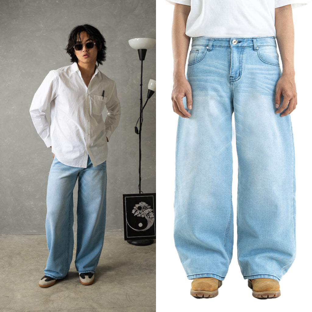 Yojuz Baggy Wash - Cloud Blue - Celana Jeans