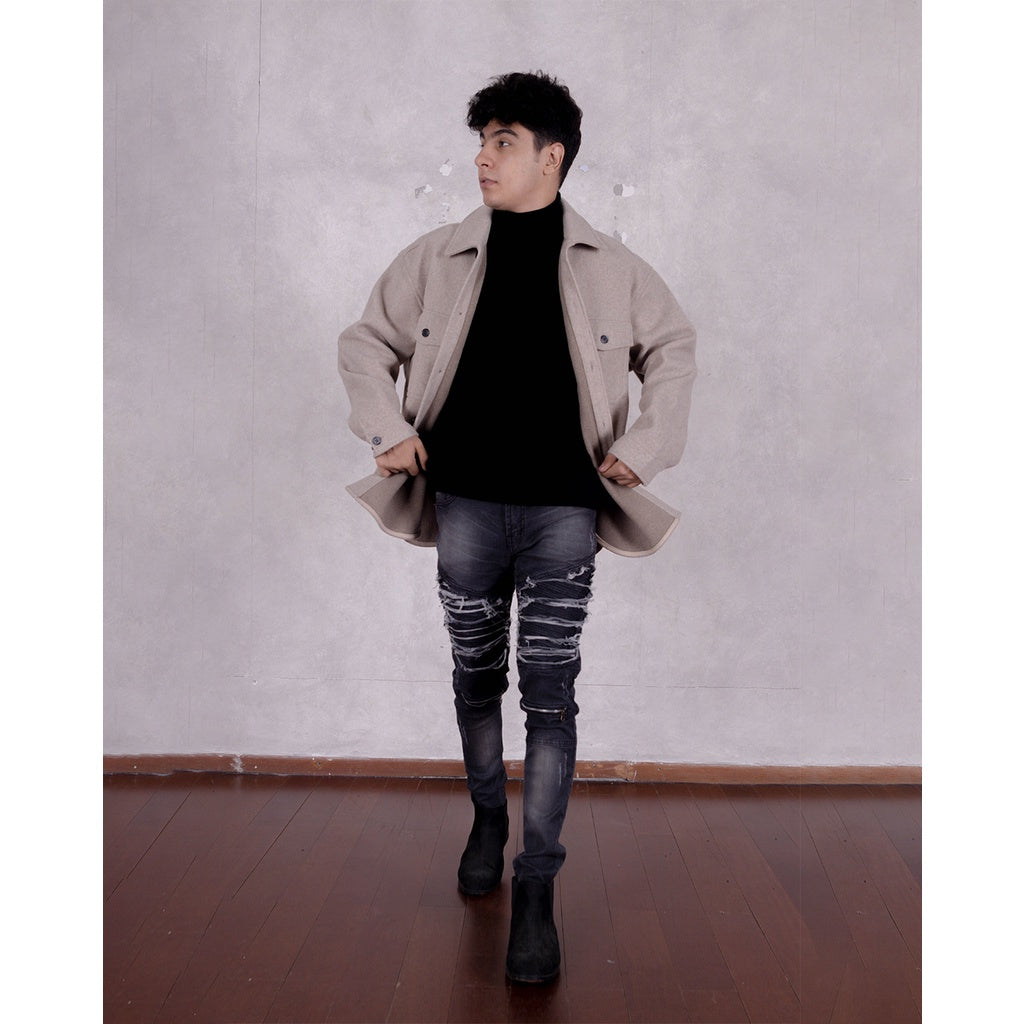 Biker Zip Dark Grey Jeans