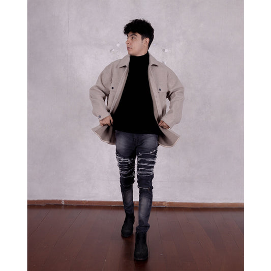 Biker Zip Dark Grey Jeans