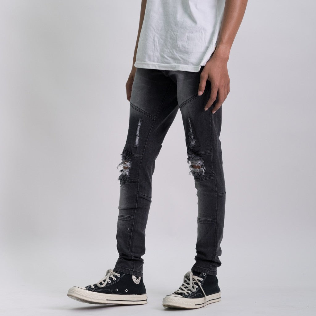 Skinny Biker Smoke Grey Jeans