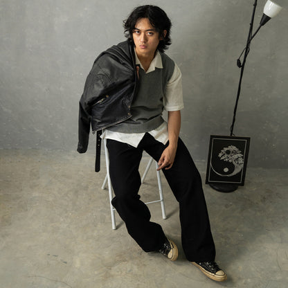 Yojuz Baggy Basic - Pure Black - Celana Jeans