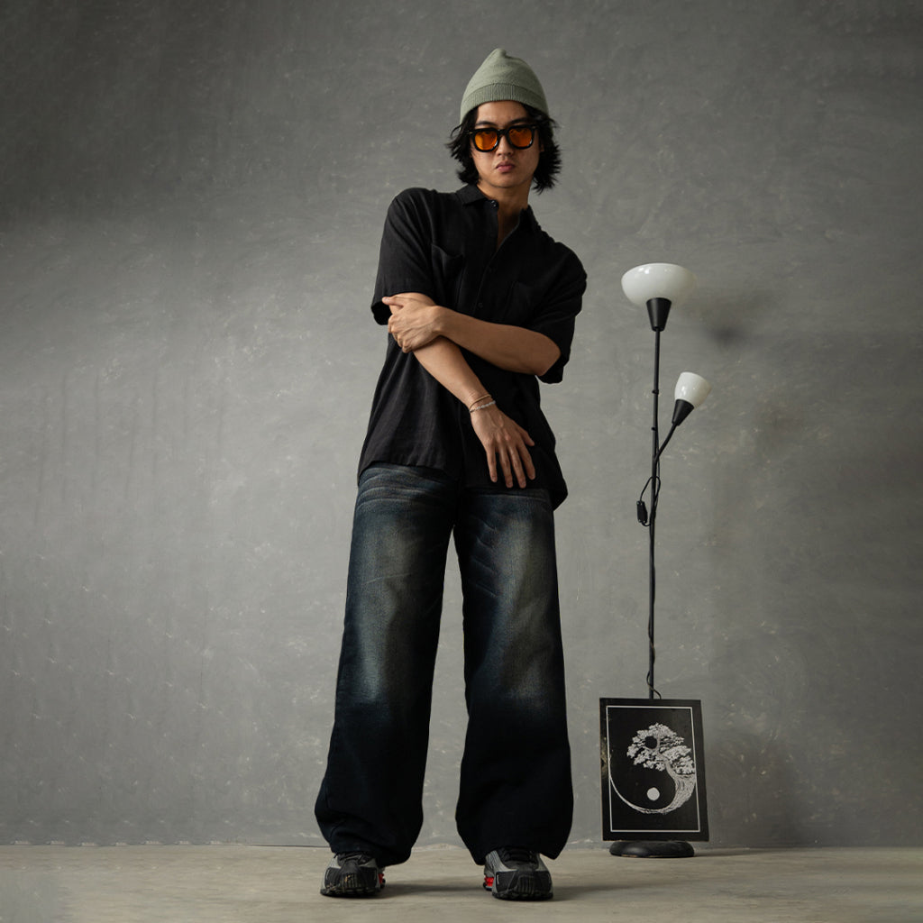 Yojuz Baggy Wash - Shadow Stone Grey - Celana Jeans