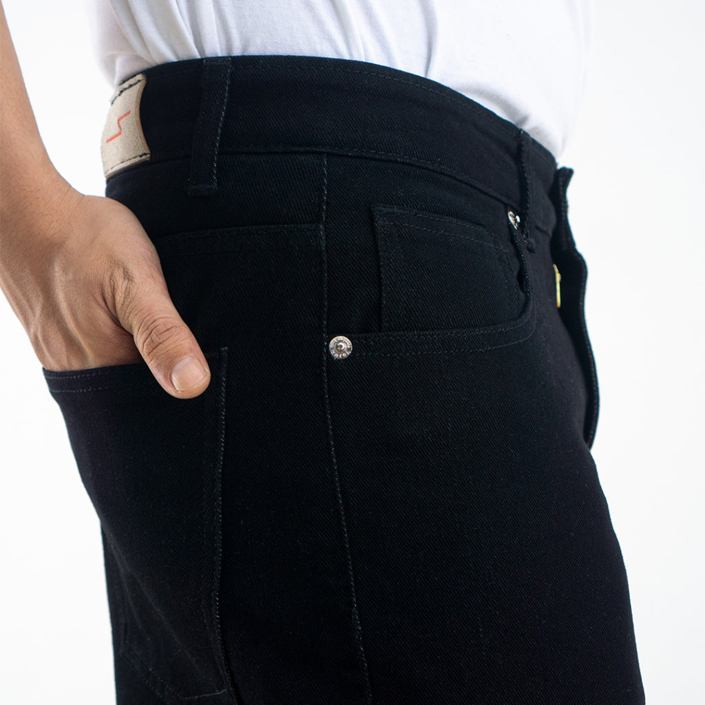 Yojuz Baggy Basic - Pure Black - Celana Jeans