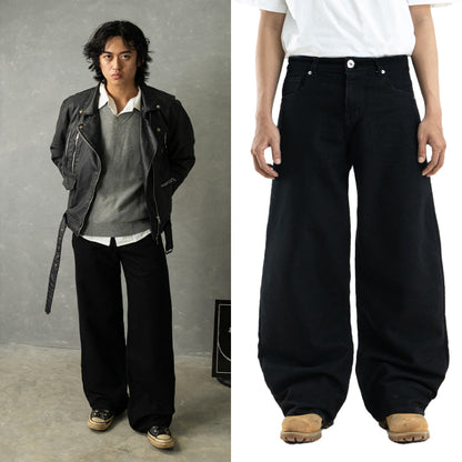 Yojuz Baggy Basic - Pure Black - Celana Jeans