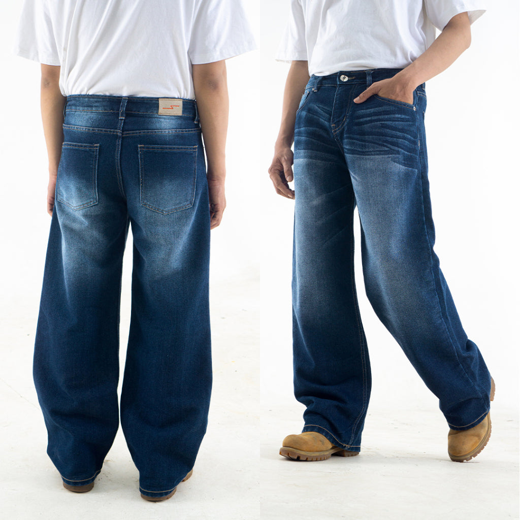 Yojuz Baggy Wash - Cold Blue - Celana Jeans