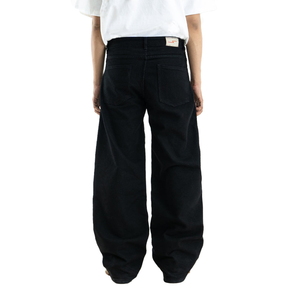 Yojuz Baggy Basic - Pure Black - Celana Jeans