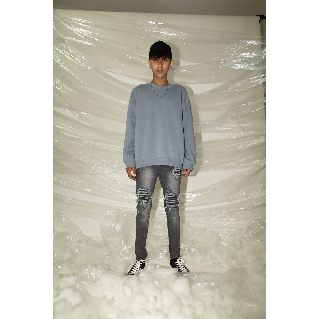 YOJUZ Y2 Light Grey Biker Jeans