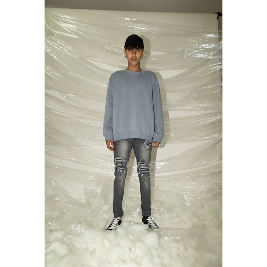 YOJUZ Y2 Light Grey Biker Jeans