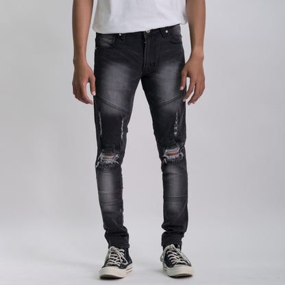 Skinny Biker Smoke Grey Jeans