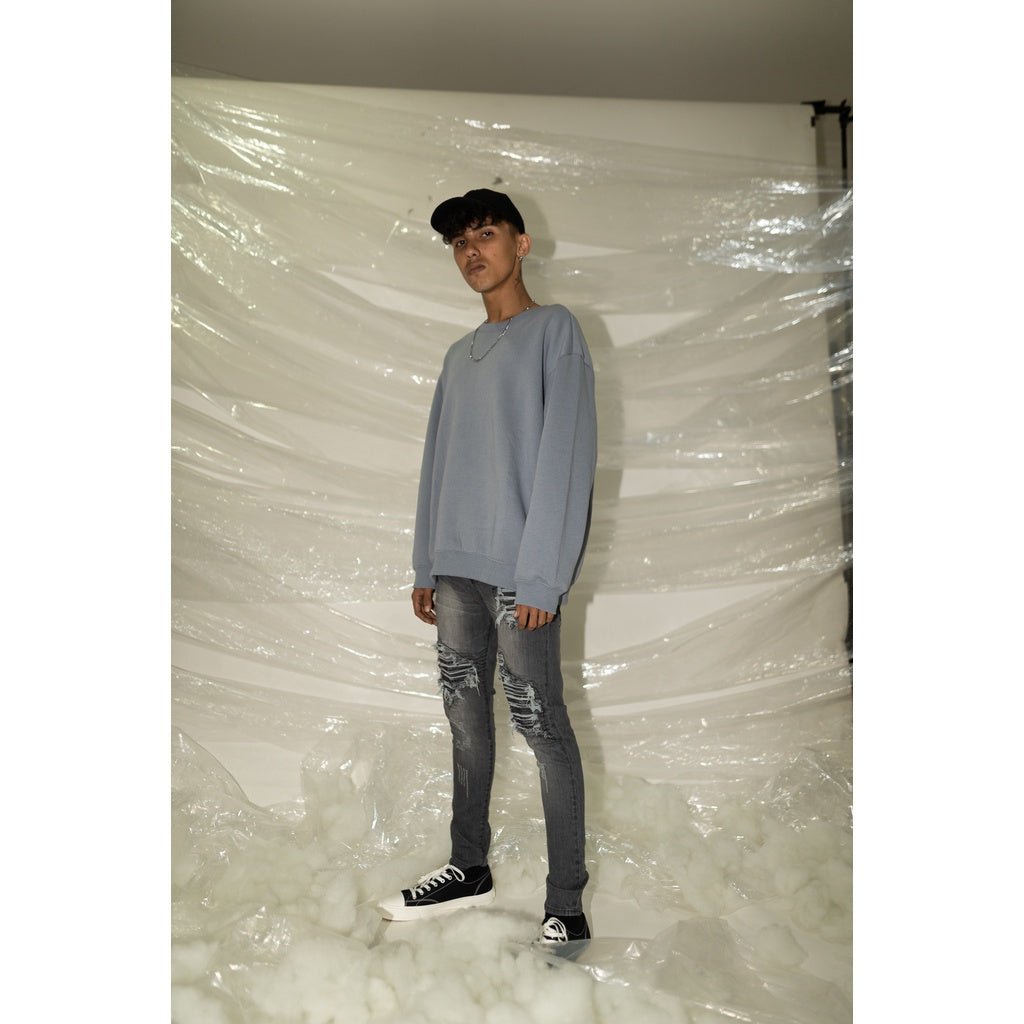 YOJUZ Y2 Light Grey Biker Jeans