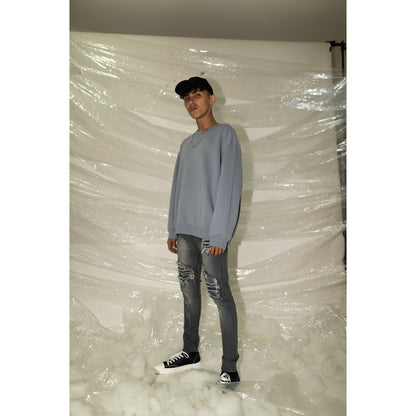 YOJUZ Y2 Light Grey Biker Jeans
